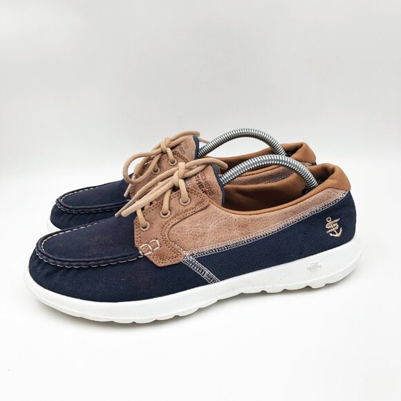 SKECHERS Go Walk Lite Boat Shoes Navy Blue Slip On Womens 8.5 - Picture 3 of 9